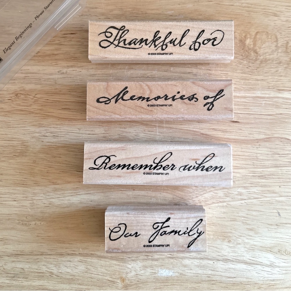 Stampin’ Up Elegant Beginnings Phrase Starters 4 Pc. Stamp Set 2003 EUC Retired